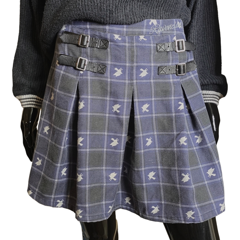 Harry Potter Ravenclaw Plaid Pleated Skirt with Buckles | Size Medium